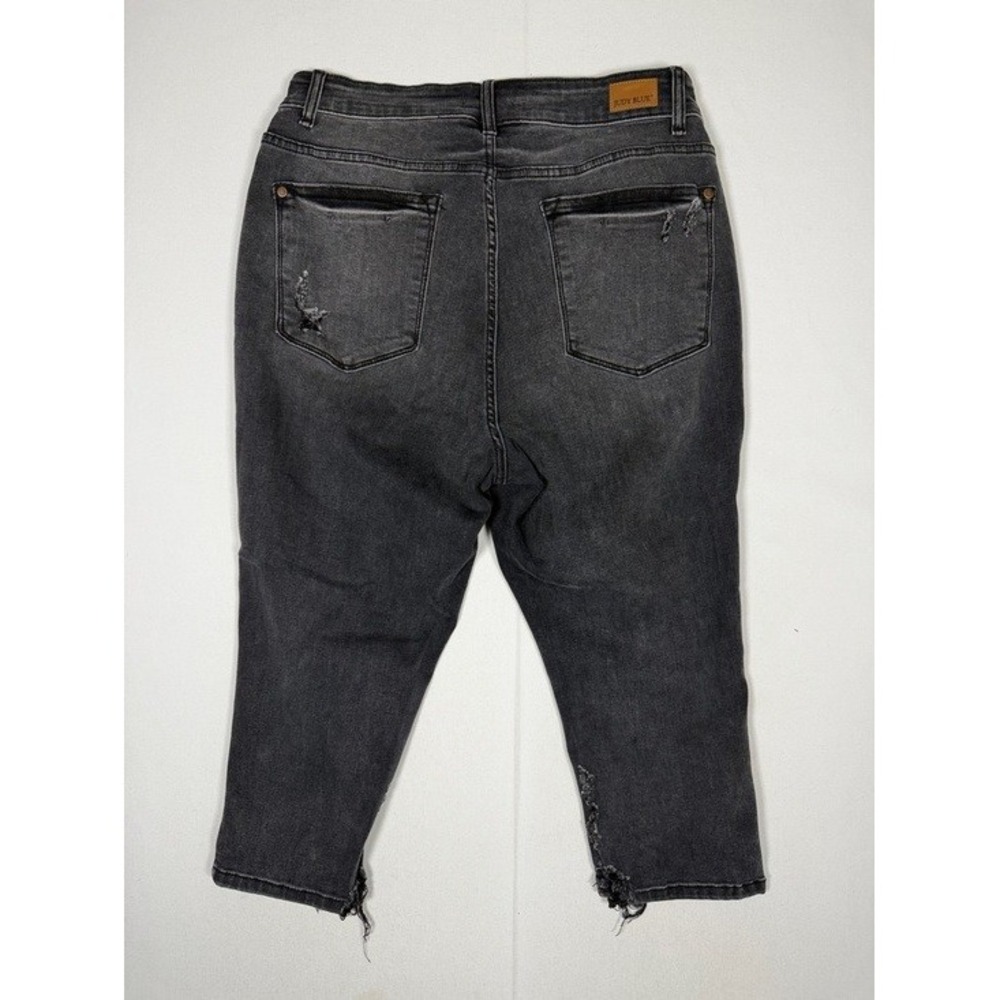 Judy Blue Womens Black Distressed Skinny Fit Capri Jeans Size 16W JB82270BK-PL - Picture 4 of 10